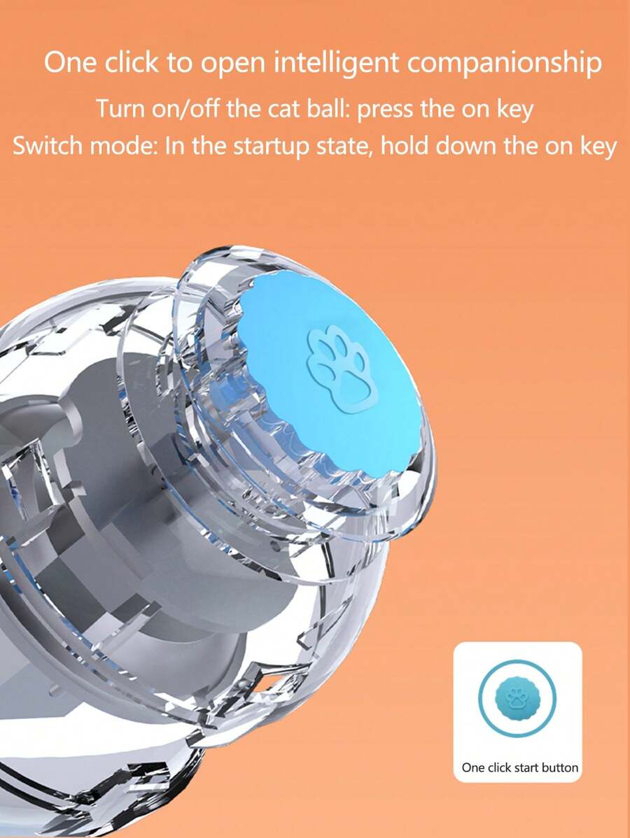 1pc Electric Rotating Ball Toy For Cats, With LED Lights To Attract