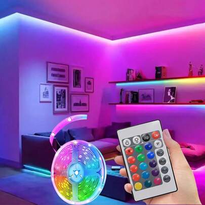 3.28FT~98.42FT LED Strip Light, Color TV LED Backlight, With 24 Key Remote Control, Suitable For Room And Bedroom Decoration.