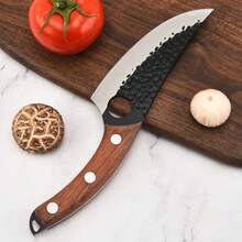 1 pieza Cuchillo carnicero de acero inoxidable forjado de patrón de martillo con alto contenido de carbono para hogar, exteriores, pescado y carne - Multicolor - Ver 1