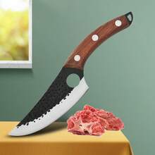 1 pieza Cuchillo carnicero de acero inoxidable forjado de patrón de martillo con alto contenido de carbono para hogar, exteriores, pescado y carne - Multicolor - Ver 2