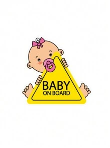 1入反光寶寶在車上貼紙，內置汽車玻璃英文警告信息