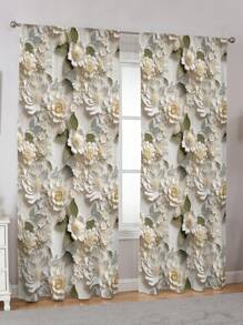 3D Floral Pattern Digital Print Window Curtain 1 Piece - Multiple Colors - View 3
