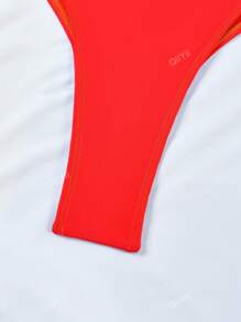 Traje de baño de una pieza con tirantes finos de nailon rojo, diseño de corte hueco para mujer, para usar en la playa en verano
