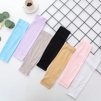 1對男女戶外運動無縫冰絲袖套，夏季手套，適用於跑步，騎自行車，釣魚和開車時防紫外線