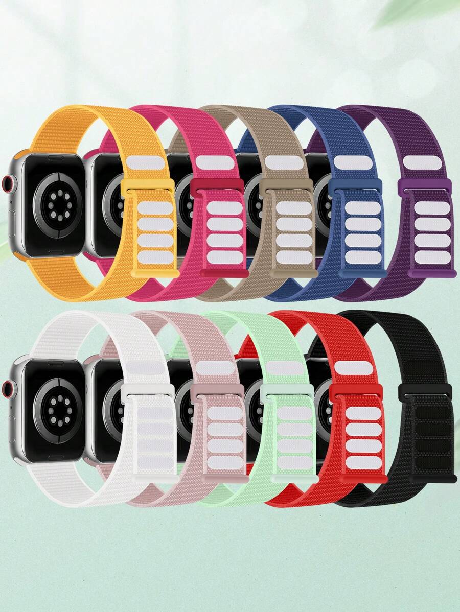 Bộ 10 dây đeo nylon mềm Solo Loop tương thích với Apple Watch 38mm 40mm 41mm 42mm 44mm 45mm 46mm 49mm dành cho nam nữ, dây đeo bện co giãn thoáng khí tương thích với Apple Watch Series Ultra 10/9/8/7/6/5/4/3/2/1/SE làm quà tặng cho học sinh trở lại trường - Nhiều màu - Xem 1