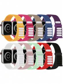 Bộ 10 dây đeo nylon mềm Solo Loop tương thích với Apple Watch 38mm 40mm 41mm 42mm 44mm 45mm 46mm 49mm dành cho nam nữ, dây đeo bện co giãn thoáng khí tương thích với Apple Watch Series Ultra 10/9/8/7/6/5/4/3/2/1/SE làm quà tặng cho học sinh trở lại trường - Nhiều màu - Xem 2