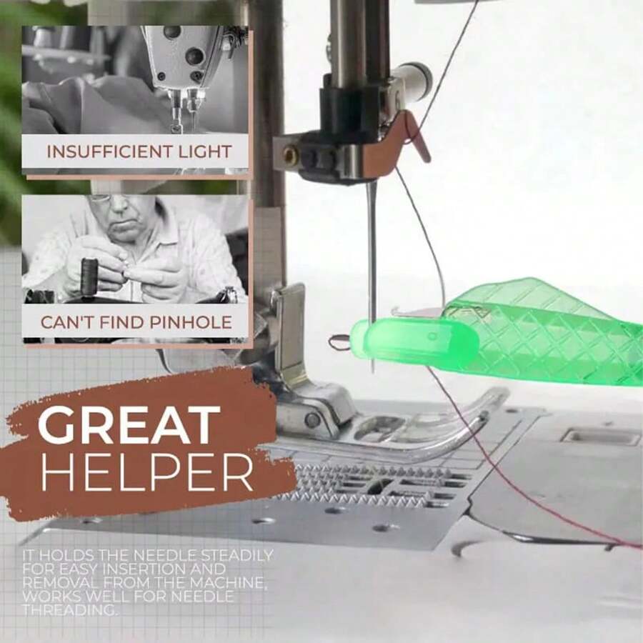 20pcs Plastic Sewing Needles Threader, Mini Automatic Sewing Needle Threader, Fish Shaped Sewing Needle Threading Tool, Suitable For Small Eye Needle Work, Embroidery, DIY Sewing Art And Craft, Easy And Fast Sewing Needle Threading - Green - View 1