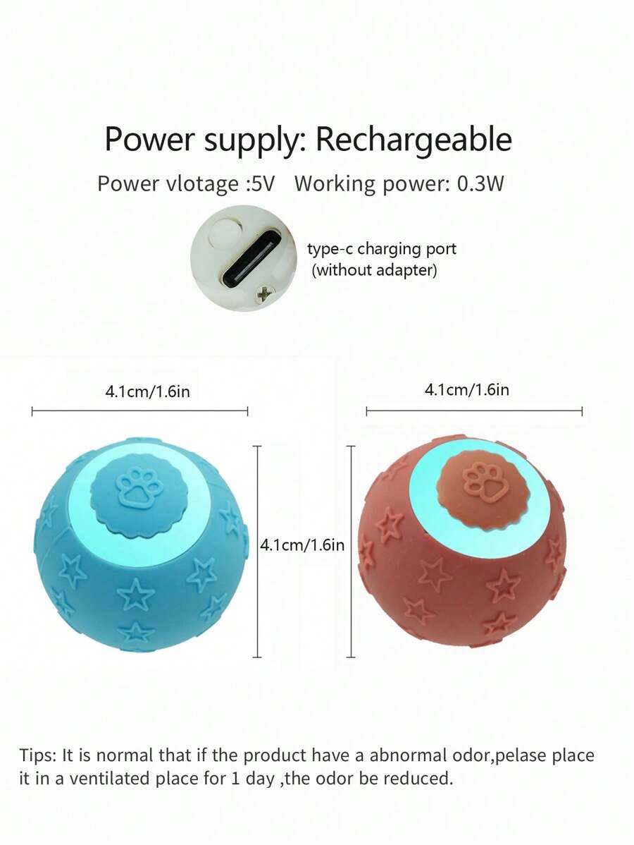 1pc Electric Rotating Ball Toy For Cats, With LED Lights To Attract