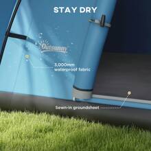 Outsunny 5-6 Man Camping Tent, 3000mm Waterproof Family Tent With Porch And Sewn In Groundsheet, Portable With Bag, For Fishing Hiking Festival - Blue - View 7