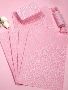 10pcs Valentine Gift Wrapping Paper Leopard Thin Xuan Paper Exquisite Decoration Gift Wrapping Valentine Gift Filling Candy Wrapping Paper - Pink - View 4