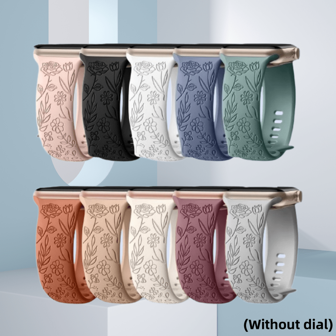 5 Packs Engraved Roses Bands (Without Dial) Compatible With Apple Watch Band 38mm 40mm 41mm 42mm 44mm 45mm 49mm Women, Flower Silicone Wrist Band Strap Compatible With Series 9 8 7 6 5 4 3 2 1 SE Ultra Valentines