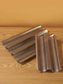 1入組法式長棍麵包烤盤麵包模，金色不沾碳鋼多孔麵包模，適用於製作法式麵包，可製作2/3條麵包 - 金色 - 查看 9