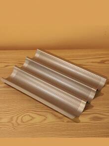 1入組法式長棍麵包烤盤麵包模，金色不沾碳鋼多孔麵包模，適用於製作法式麵包，可製作2/3條麵包 - 金色 - 查看 6