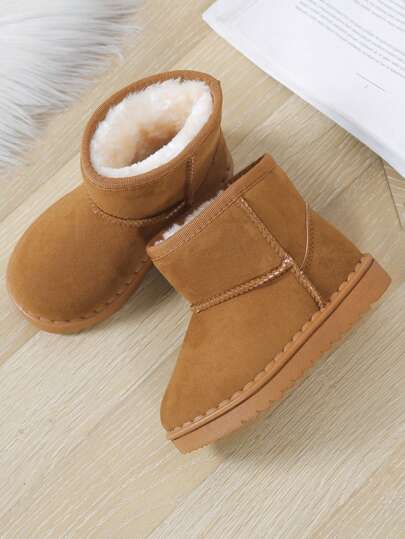 1 Pair Kids Snow Boots, Toddler Boys & Girls Thick Warm Short Boots, Anti-Slip Winter