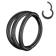 ADYJELY 1PC Triple Hoop Open Stacked Hinged Segment Nose Rings Hypoallergenic 316L Surgical Steel 16G Septum Clicker Ring, Cartilage Earrings Conch Daith Helix Rook Ear Lobe Piercing Jewelry, Golden Black Diameter 8mm 10mm 12mm Earlobe Earring ,Belly Ring Nipple Ring Women And Men Body Piercing Jewelry
