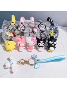 卡通创意玩偶钥匙扣硅胶微型汽车钥匙圈挂件情侣礼物背包挂件适合日常使用圣诞节 - 彩色 - 查看 1