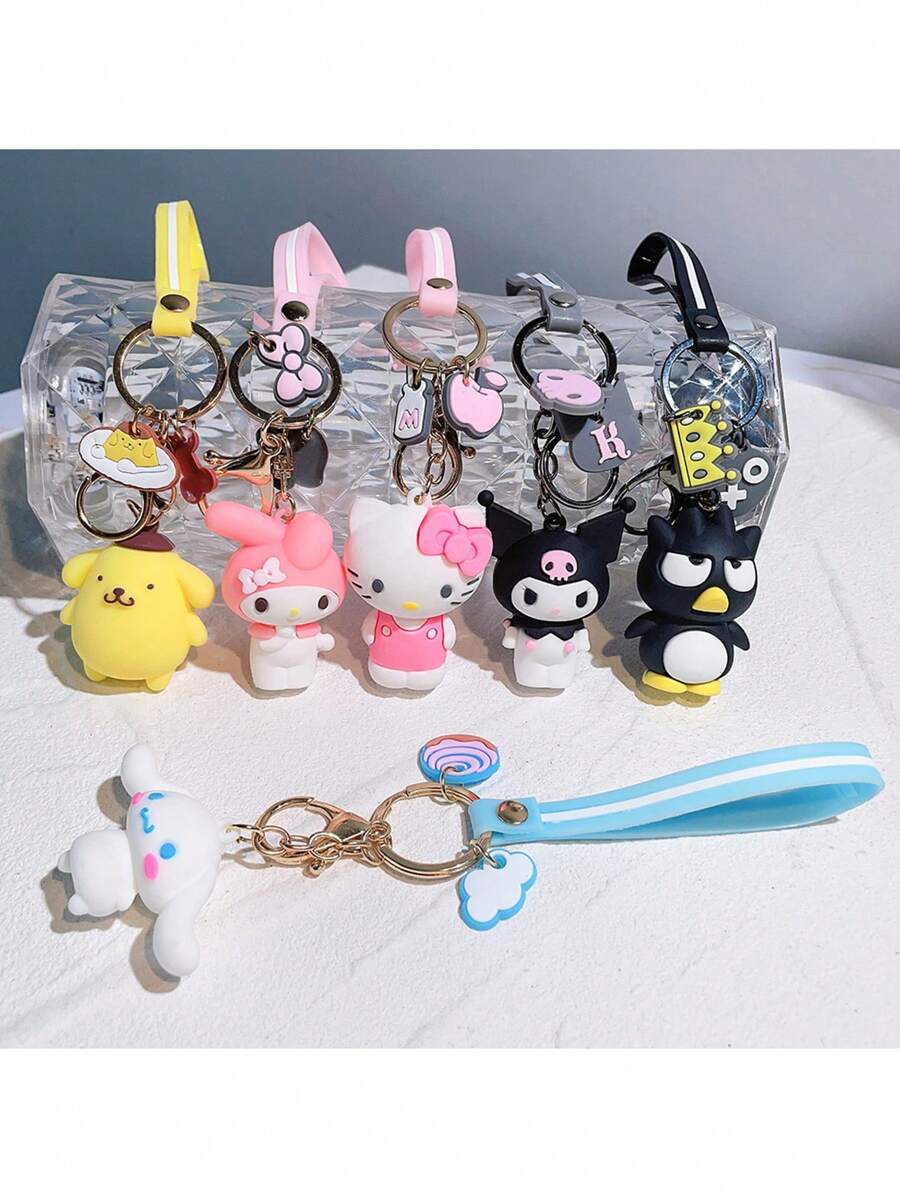 卡通创意玩偶钥匙扣硅胶微型汽车钥匙圈挂件情侣礼物背包挂件适合日常使用圣诞节 - 彩色 - 查看 1