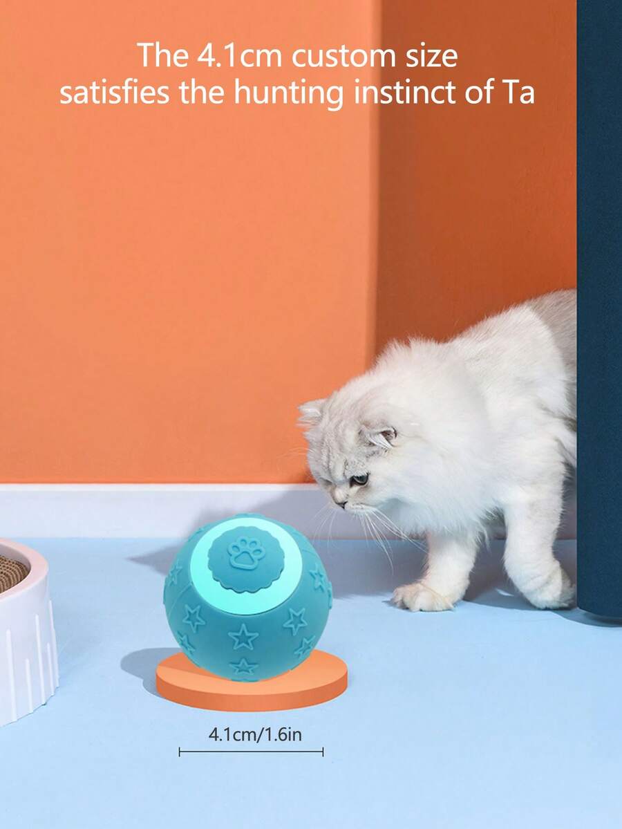1pc Electric Rotating Ball Toy For Cats, With LED Lights To Attract