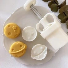 50克創意冰皮月餅模具宇航員星球形狀曲奇糕點印章，星形圖案DIY巧克力三明治甜點派對裝飾配件伊德·阿杜哈節 - 米色 - 查看 6