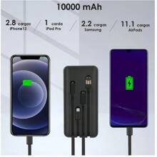 1Hora Portátil Cargador Batería Portátil 4 En 1 Power Bank 10000 mah - Negro - Ver 3
