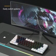 60% Keyboard 63 Keys Hot Swap Blue Red Switch Custom Keycap Mini USB Wired Gaming Fashion RGB Backlit Optical Mechanical Keyboard - White - View 5