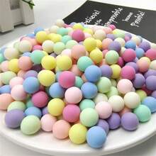 Multicolor No Hole 100pcs/Pack 6mm Matte Mixed-Color Acrylic Round Bead For Handmade DIY Jewelry Making, Suitable For Bracelet, Phone Chain, Necklace - Multicolor - View 2