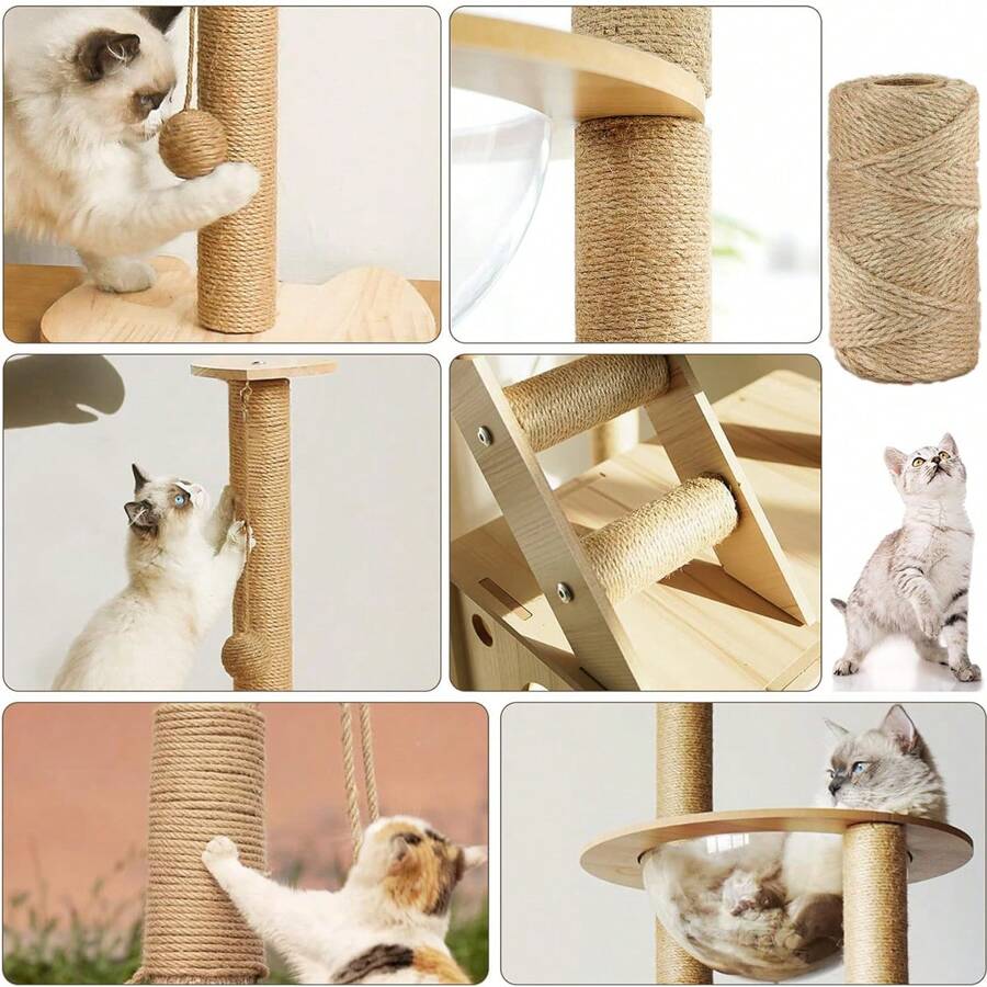 1pc Cat Scratching Post String, 20m/65.6ft Natural Yellow Jute Rope