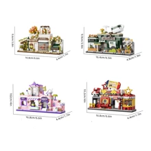 1 Set ABS City Street Scene Building Block Kits, DIY Autumn Flower House, Barista Time Milk Tea Cafe, Fun Small Construction Toys, Develop Hands-On Skills, Creative Home Decor, Gift For Birthday, Holiday, Adults