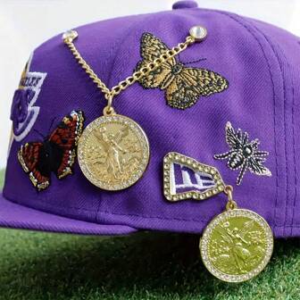 1pc Men Rhinestone Baseball Cap Decoration Brooch With Commemorative Coin Design Best Gifts Birthday Graduation