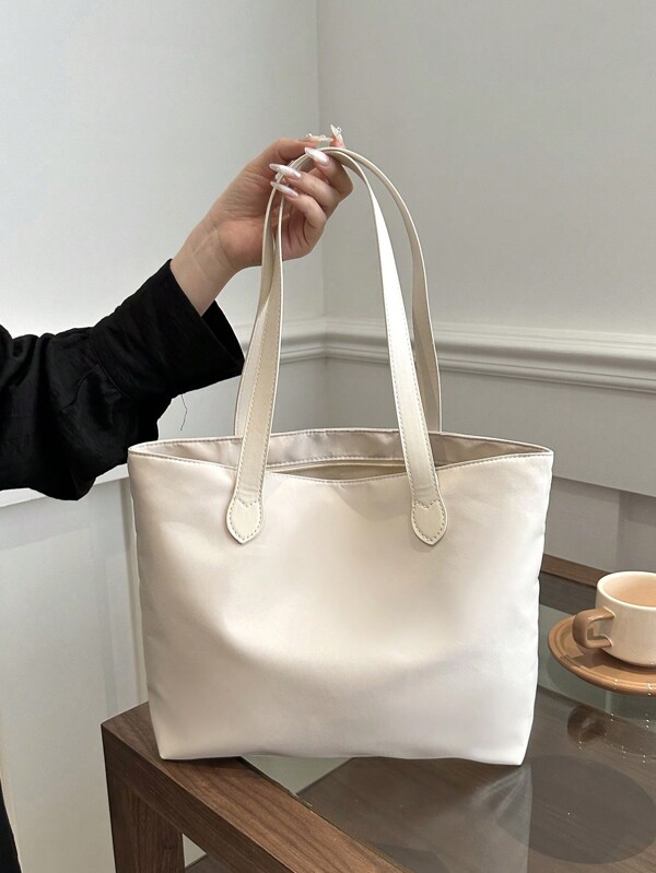 Fashion Solid Color New Nylon Tote Bag Large Capacity Casual Shoulder Bag Simple Shoulder Shopping Bag