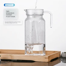 Commercial Cold Water Pitcher, Heat-Resistant Vertical Stripe Iced Tea Pitcher For Restaurant, Plastic Durable Duckbill Water Jug For Home Use - Brown - View 2