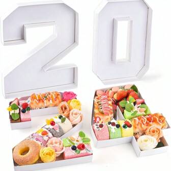 1pc Birthday Party Candy Box With Numbers 0-9 And '2024GRAD' Lettering, Creative Graduation Fruit Tray, Snack Plate For Snacks And Desserts, Wedding & Birthday Party Decoration, Display Box