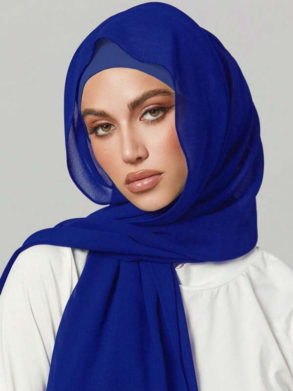 2pcs Women's Scarf & Cap Set, Versatile Hijab Hat For Abaya Outfit, Elastic Cap For Layering With Chiffon Scarf, Casual Outfit