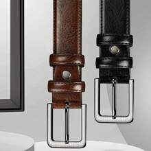 2024 Fashionable Versatile Business/Western/Casual Belt, Genuine/Faux Leather Belt For Men, Pin Buckle, Middle-Aged/Young, Korean Style For Jeans