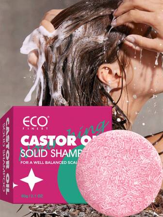 ECO FINEST 蓖麻油2合1洗髮護髮素，清爽固體洗髮皂，平衡乾燥頭髮 - 無塑料，固體洗髮和護髮效果的洗髮皂，含植物精油