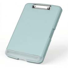 Caja de documentos impermeable A4 tablero de escritura con ranura de pluma caja de almacenamiento de papel multifuncional tablero de escritura de plástico clip de material de aprendizaje artefacto de almacenamiento - Azul menta - Ver 2