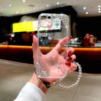 Highly Transparent Soft Phone Case, Shockproof, Thick, And Super Smooth To The Touch, With Enhanced Camera Protection And Crystal Beads Pendant For Summer Cooling, Compatible With Samsung, Apple, Xiaomi, And Huawei.