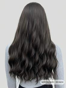 帶劉海和深色根的長金色假髮- 20-26-28英寸女用人造假髮- 適合任何場合 - 棕色 - 查看 2