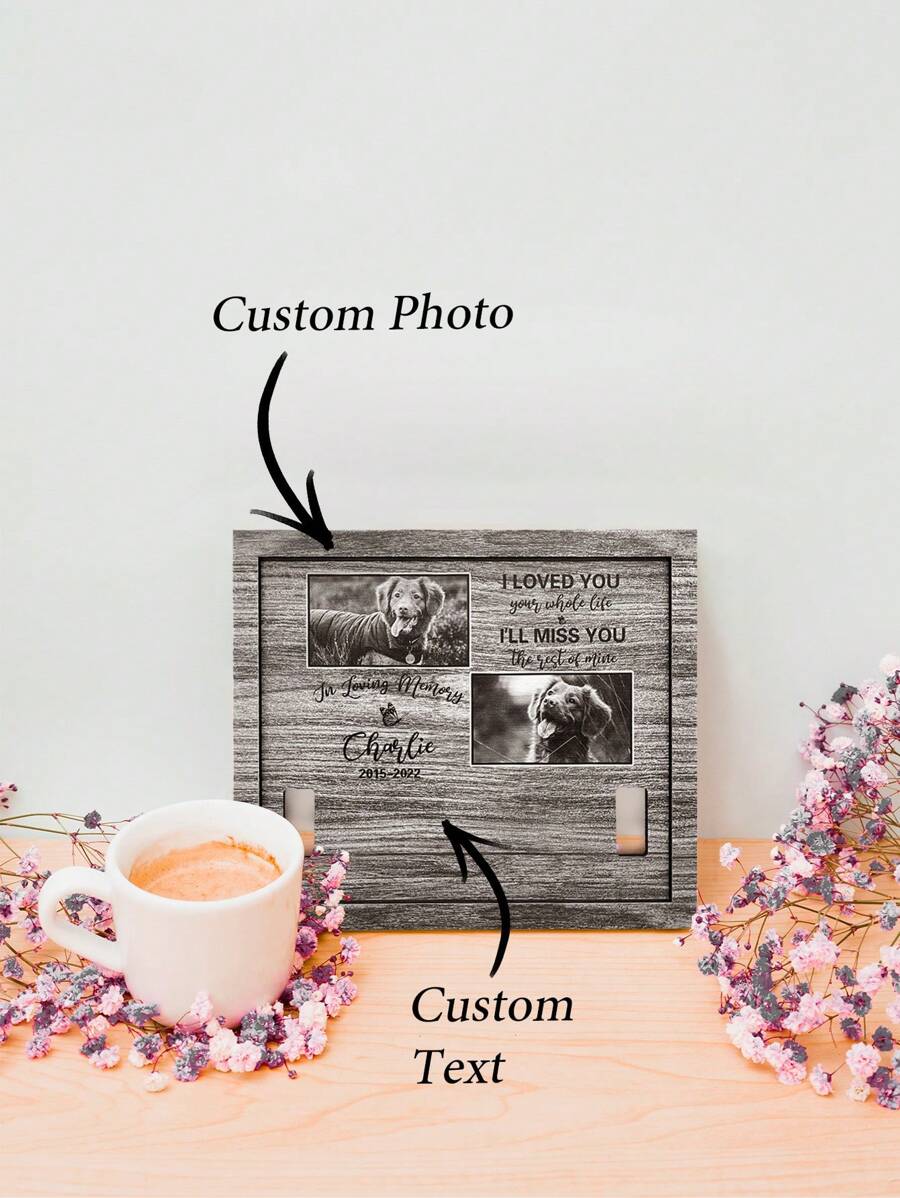 1入組個性化追憶寵物項圈，搭配寵物照片，訂製宠物姓名标志，個性化追憶立框，個性化追憶寵物項圈懸掛框架，個性化木製追憶寵物項圈支架，適用於家居裝飾、寵物悼念禮品、悼念禮物，為失去的狗狗設計的狗狗追憶立框，適用於臥室/辦公桌/家庭/客廳，適用於週年紀念禮物、畢業禮物、母親節禮物、父親節禮物、生日禮物、最好的朋友禮物、婚禮禮物、情人節禮物，是妻子/丈夫的理想禮物，是媽媽/爸爸的特殊禮物，是女友/男友的完美禮物