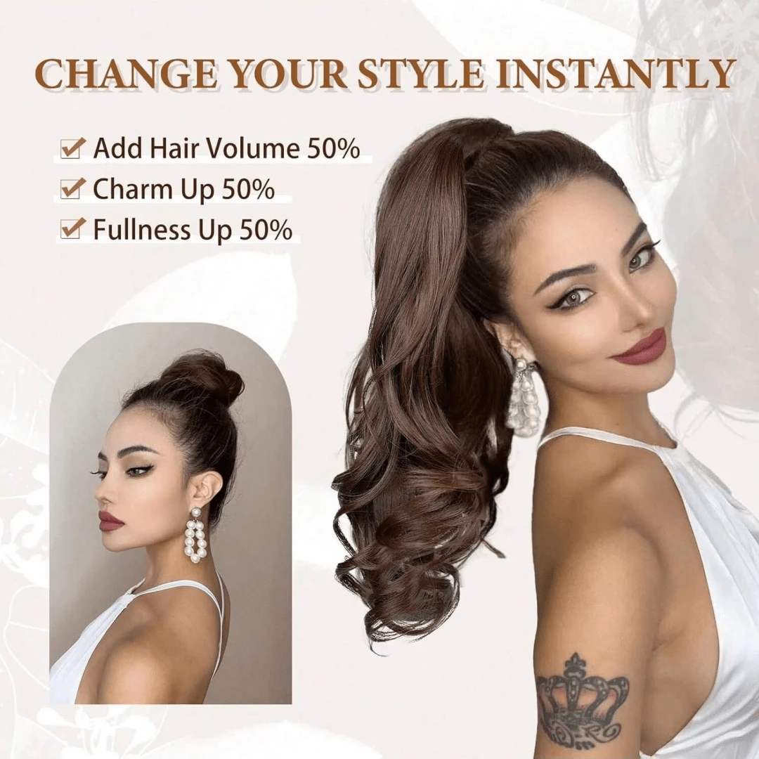 Queue de cheval synthétique à micro-boucles allongeant la queue de ...