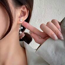 1對女性個性化復古流蘇＆人造珍珠雙穿耳環，適合日常佩戴和節日禮物 - 珍珠款 - 查看 2