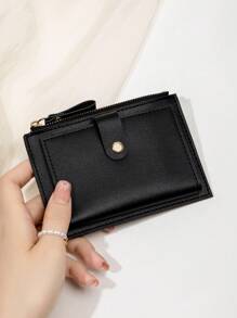 MIYIN 时尚 Malist 多卡位纯色女士轻便便携式身份证双折超薄拉链小钱包口袋钱包休闲零钱包女士青少年学生年轻女孩（黑色）休闲驾照夹卡夹钱包名片夹信用卡夹男士钱包迷你钱包钱包钱包卡包返校用品