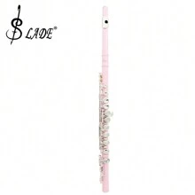 LADE Classic 16-Hole Closed-Hole Flute: Lacquered Nickel-Plated Brass, Perfect Musician's Gift - With Cleaning Kit & Leather Case