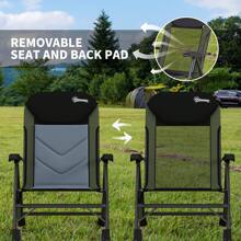 Outsunny Portable Fishing Chair, Lightweight Camping Chair With Reclining Backrest, Adjustable Legs And Mud Feet, 180kg Heavy Duty Folding Chair, Dark Green - Dark Green - View 8