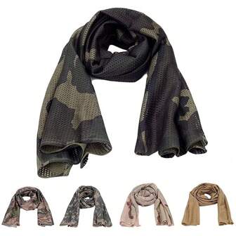 Men Women Camouflage Mesh Scarf Camo Scarves Vintage Breathable Perforated Camo Pattern Headband  Sweat Absorbing Lightweight  Sports Outdoor Activities Hunting Running Mountaineering Camping