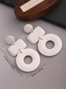 1對自然幾何木質片設計的西式長款女式耳環，非常適合西方度假旅遊、節日及作為禮物。提供棕色、卡其色和深藍色。 - 白色 - 查看 4