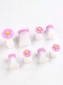 8 Pieces Silicone Toe Separators Purple Daisy Flower Pattern Reusable Pedicure Separators Manicure Tools Nail Polish Protective Covers For Home Salon DIY - Multicolor - View 5