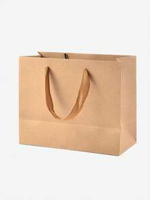 10 Pieces Rectangular Kraft Paper Bags, Gift Bags, Shopping Bags, Brown Paper Bags With Nylon Rope Handles - Brown - View 1