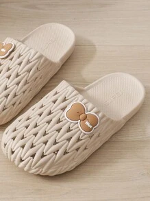 (Nên đặt mua lớn hơn một cỡ) Dép lê nữ, dép nhựa đế bằng kín mũi mùa hè, dép đi trong nhà mềm mại, bảo vệ chân, kiểu dáng dễ thương cho nữ sinh, thích hợp mang ở nhà và trong phòng tắm. - Màu Khaki - Xem 5