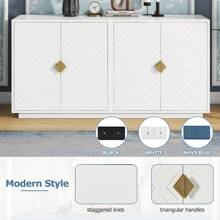Nestfair Modern Functional Large Storage Space Sideboard With Wooden Triangular Handles And Adjustable Shelves